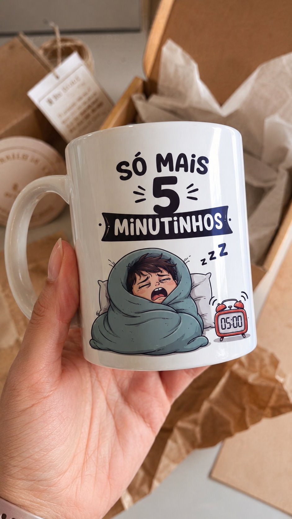 Caneca personalizada Só mais cinco minutinhos